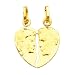 14K Yellow Gold Broken Heart Charm Pendant