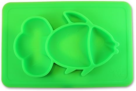 New and Improved Fun and Meal Baby Placemat. Non-Slip One-Piece Silicone plate (Tropical Green)