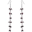 Romantic Valentines Gift Silver Garnet Dangle Earrings 4.25 inches (erg129)