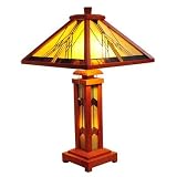 Chloe Lighting CH21030DT 3 Light Mission Double Lit Wooden Table