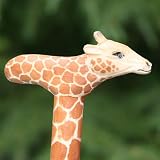Hand Carved & Painted Wood Giraffe Walking Stick Cane