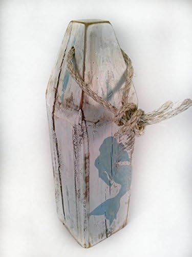 Hand Painted Decorative Wooden Buoy with Mermaid Design Perfect for Shelf or Table Top in your Coastal Style Home