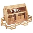 Large Wooden Horse Barn with Corral