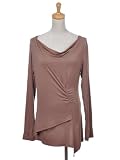 Anna-Kaci S/M Fit Cute Brown Wrap Around Cowl Neck Dress w Asymmetrical Hemline