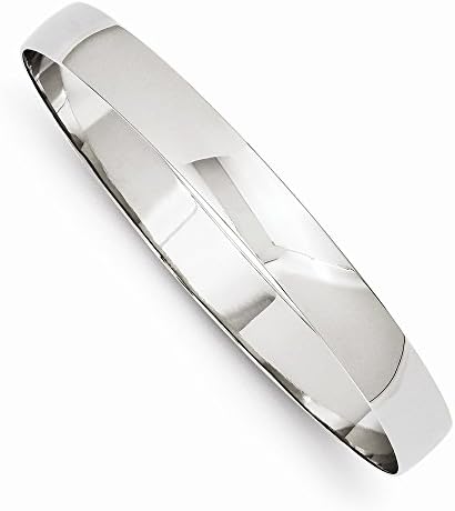 Top 10 Jewelry Gift 14k White Gold 8mm Solid Polished Half-Round Slip-On Bangle