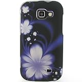 Hard Snap-on Shield Rubberized With BLACK PURPLE FLOWER Design Faceplate Co ....
