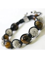 NorthSkull Brown TigerEye & Clear Swarovski Bracelet *Silver Edition