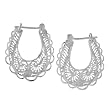 Sterling Silver Hoop Filigree Earrings