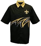 NFL Men's New Orleans Saints "Slash" Button-Down Shirt (Black/Old Gold, X-Large)