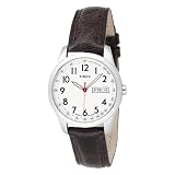 Timex Men's T2N228 Analog Silver-Tone Case Brown Leather Strap Dress Watch