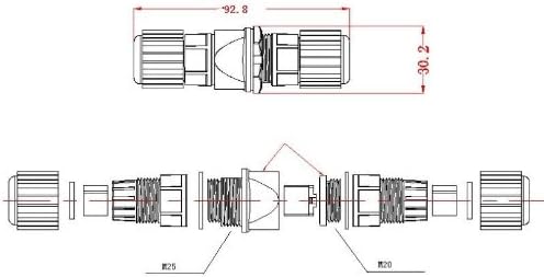 AEAC Waterproof RJ45 Coupler, Female to Female Interface diameter 25mm