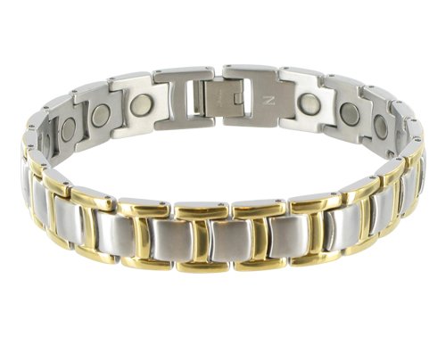 12 MM Two tone Titanium Magnetic Link Bracelet 8.5″