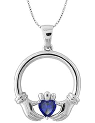 A Silver Breeze Claddagh Necklace Sterling Silver - September Birthstone ASBN-CLD9
