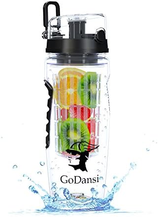 GoDansi Fruit Infused Water Bottle - Large 32oz - Leak Proof - Make Your Own Healthy Fruit Infused Flavored Water, Iced Tea, Lemonade, &amp; Juice While on the Go