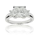 Platinum Radiant Cut Diamond Ring w/ Sidestones (3.02 ct Center, 3.41 cttw, E Color, VS2 Clarity), Size 7