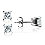 14k Yellow or White Gold Princess Cut Diamond Stud Earrings (F-G, VS2, 0.25 cttw)-Certificate of Authenticity