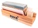RUKO 6-Inch 3-Stone Honing Block Stones Knife Sharpener with Cedar Wood Base and 1-Oz. Honing Oil