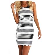 Knit Striped Print Backless Halter Club Dress/Party Dress 
