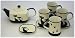 Hues & Brews 9 Piece Cattitude Teapot, Mugs & Coasters Set - Ivory, Hand-painted