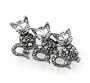Cat Sterling Silver Marcasite Dancing Kitten Pin Brooch