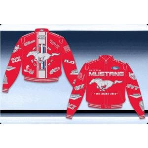 Ford Mustang Collage Adult Red Twill Jacket