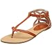 Miss Me Women's Emboss-2 Roman T Strap Flat Sandal,Orange,7.5 M US