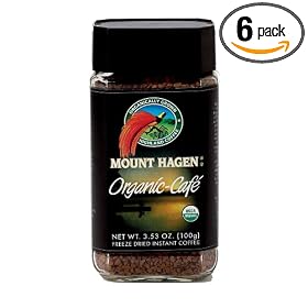 Mount Hagen Organic Freeze Dried Instant Coffee, 3.53-Ounce Jars (Pack of 6)