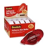 3M Commercial Ofc Sup Div 6055BNS Adhesive Dot Roller, .3 in.x49 in., 4/PK, Clear