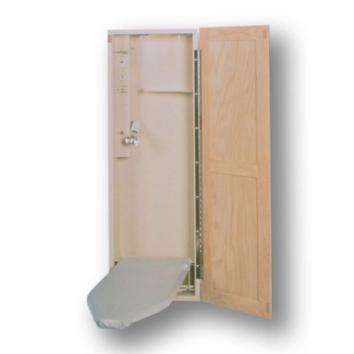 Electric Recessed Ironing Center Non Swivel - Metal Cabinet - by HANDi-PRESS (Oak) (47 5/8