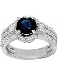 18K White Gold Sapphire and Diamond Ring -- LIFETIME WARRANTY