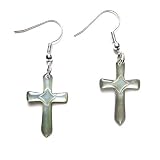 Mother of Pearl Mini Cross / Crucifix Dangle Earrings
