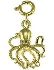 Dazzlers Solid 14k Gold Octopus Charm Pendant Available in three colors from jewelsberry (weights: 1.4 grams only)