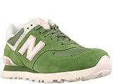 New Balance Women's 574 Suede ( sz. 08.5, Light Green/White/Pink )