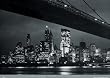 New York City (Brooklyn Bridge & Skyline at Night) Art Poster Print - 24" X 36"