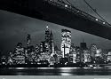 New York City (Brooklyn Bridge & Skyline at Night) Art Poster Print - 24" X 36"