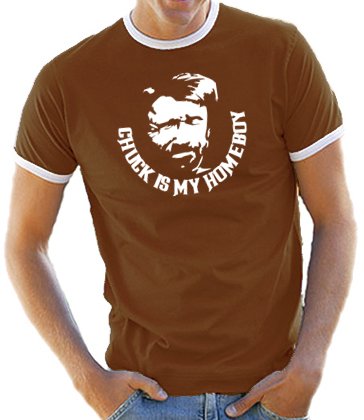 Touchlines Herren Kontrast / Ringer T-Shirt Chuck Norris is my Homeboy, brown/white, L, B5 Preisvergleich