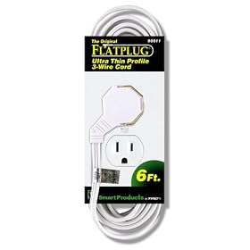 TRC 90511Flatplug Ultra Thin Profile 3-Wire Cord 6-Foot-16/2-Inch, White