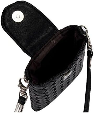 (SET)Katloo Women's Black Small Unique Pre-Card Slots Crossbody Messenger Bag+Black Mini Cell Phone Waist Bag with Shoulder Strap,Both for iPhone 6S/6 Plus,Samsung Galaxy Note 5/4/3/2/Mega 2/Mega 6.3