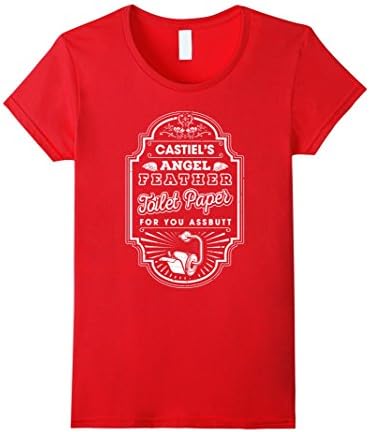 Women's Paper T-shirt , Castiel's angel Feather Toilet paper for you Large Red