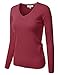 Doublju Womens Basic Long Sleeve Soft Knit V-Neck Sweater