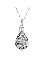 April Birthstone, Sterling Tear Ash Holder Necklace
