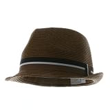 Straw Fedora With Matching Stripe Hat - Brown W20S55D