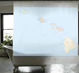 Izola Shower Curtain, Hawaii State Map Izola Shower Curtain, Hawaii State Map