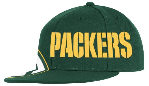 NFL Men's Green Bay Packers End Zone Flat Visor Flex Hat - Tw78Z (Green, Large/X-Large)