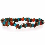 Genuine Tiger Eye, Carnelian, and Reconstituted Turquoise Chip Bracelet