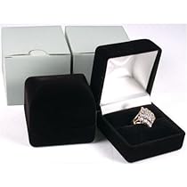 2 Black Flocked Ring Gift Boxes Jewelry Displays
