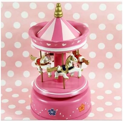 Wooden Merry-Go-Round Horse Music Box Christmas Birthday Gift Carousel Music Box