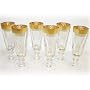 Italian Champagne - Water Flutes Glasses with 14K Gold Rim Pattern - Set of 6