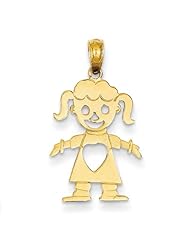 14K Girl with Cut-Out Heart Pendant