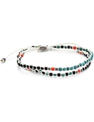 M.Cohen Hand made Designs Black Onyx, Turquoise, Coral, and Sterling Silver Beads Wrap Bracelet